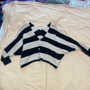 Timing Black and Cream Striped Cardigan